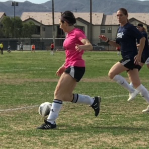 Soccer player kicking the ball