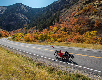 bob biking on a mountain road