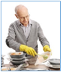 Elderly Man washing dishes