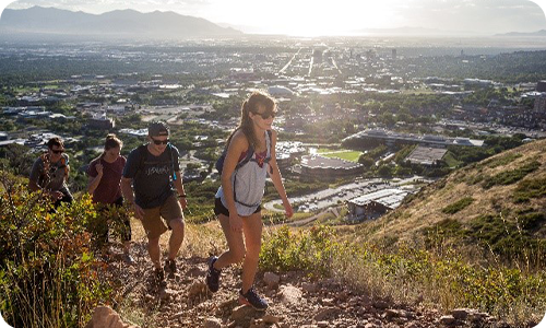 People walking on the living room trail